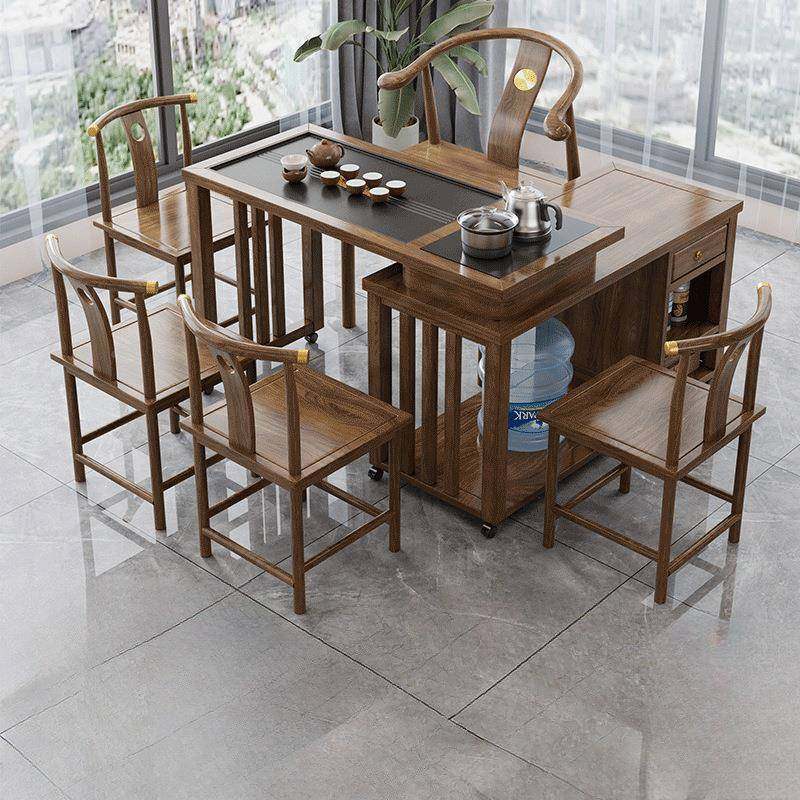 木转EFU茶桌阳小户型移动1台米1.2米桌椅组合橡胶木旋实带炉,商业/办公家具,茶台/茶桌,淘宝优惠券,粉丝福利购,淘宝优惠卷