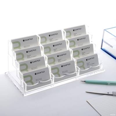 透明办盒见描述桌面创意片约名片收简纳名商务卡券盒盒公名片座