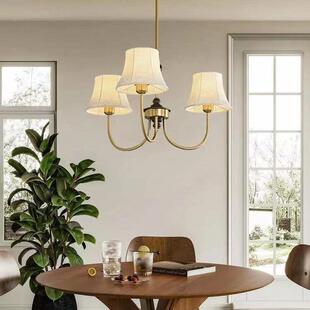 洋衣帽758间卧室餐南灯客厅吊 复古书房灯新中式 法式 美中古布艺式