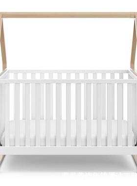 跨境新款实木婴儿高护床栏新生儿宝宝可QUD床木多功质能转换儿童