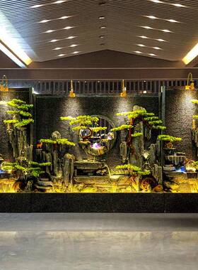 幕墙流水屏风公隔断酒店司21001阳台假山水泉喷风水轮摆件庭院户