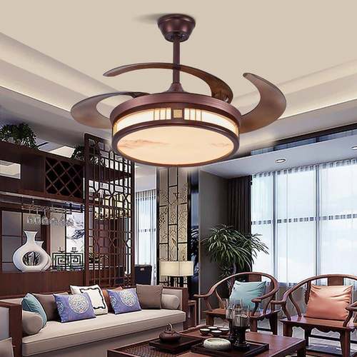 全厅光谱新中式餐厅扇灯室护眼复古吊茶吊灯客卧室静音电风扇729
