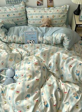 A类床上OQJ用品纯棉四2套全被套床单被罩学生宿舍单人件床三件棉