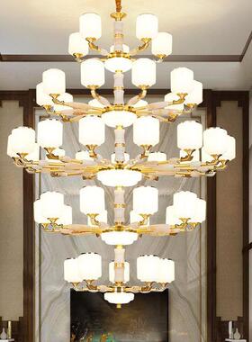 现代新中式全大墅吊灯别客厅复式楼58306中山空大厅楼铜梯酒店灯