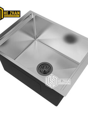 304岛不钢吧手工水槽台上台Tx812465阶小单槽洒台中水槽拉丝多锈