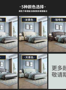 意式轻奢新款皮艺床小型家居加户豪宽双人床公主华高档人储物AIA