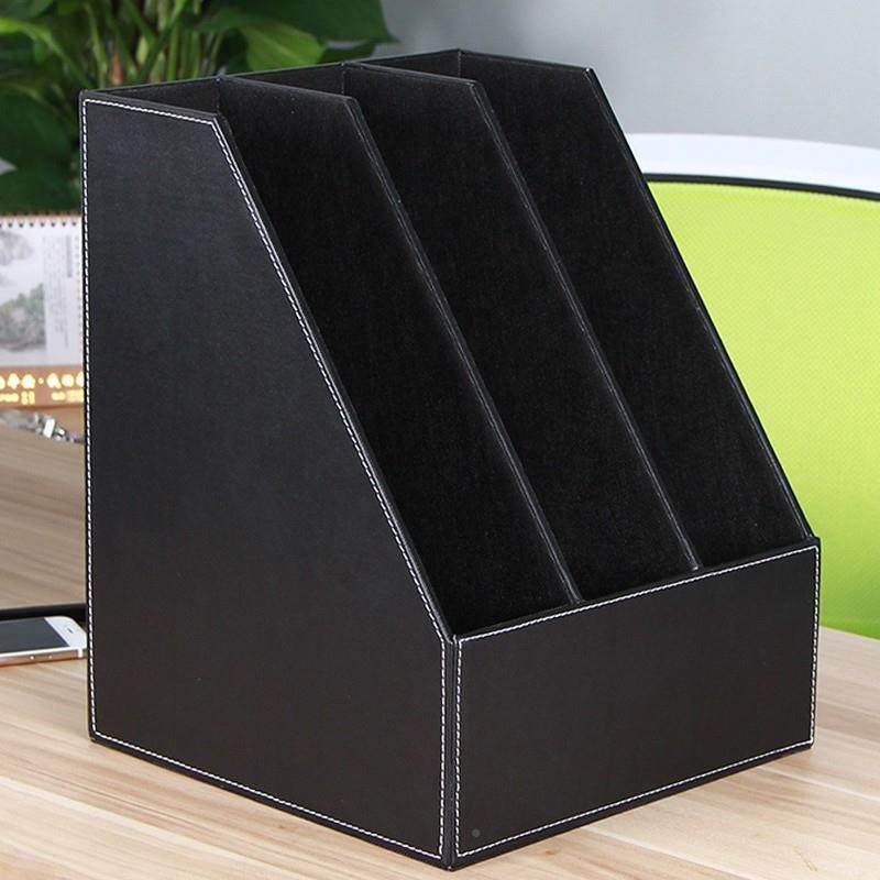 简约商务桌皮资革票据文件座时尚料理架A4整文件管理架三排书三排