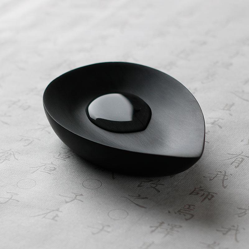 罗纹墨砚台安徽歙砚毛笔便笔舔携小砚台306手工叶纯型小碟