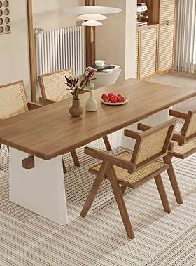 原木风创意KKZ厅桌椅组合古风简约实中木桌餐办公桌民宿餐吃饭桌