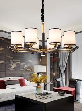 中式全铜客式厅楼吊灯现代简约轻奢高低8356灯房卧室餐厅复样板房