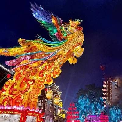 龙年大型花灯山海经异兽造型外景户区氛围彩节灯端DPR午节秋装中