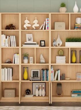 实书架书柜UDS木代带门自由组合现书子橱置物架落地儿童松木格储