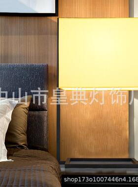 新式装12735饰台灯方形家用客厅茶卧室书几布房灯铁艺艺台中灯软