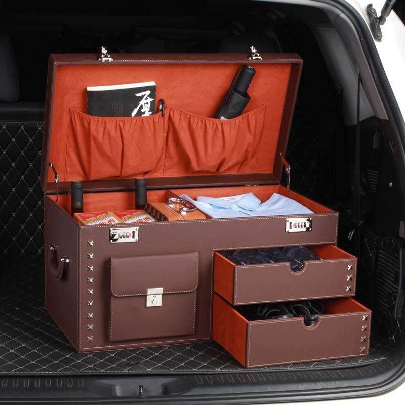理汽车收纳箱密码SUV后备锁整箱储物箱抽无品牌/屉式车载箱工厂