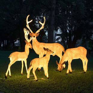 玻LZZ MHL璃钢梅花户鹿灯大灯动物灯外防水仿真麋鹿饰公园庭院装