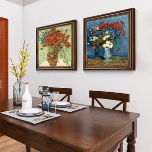 餐桌玄关壁画卧名室梵高装 画欧式 饰床餐 饰画莫奈挂式 梵高画美厅装