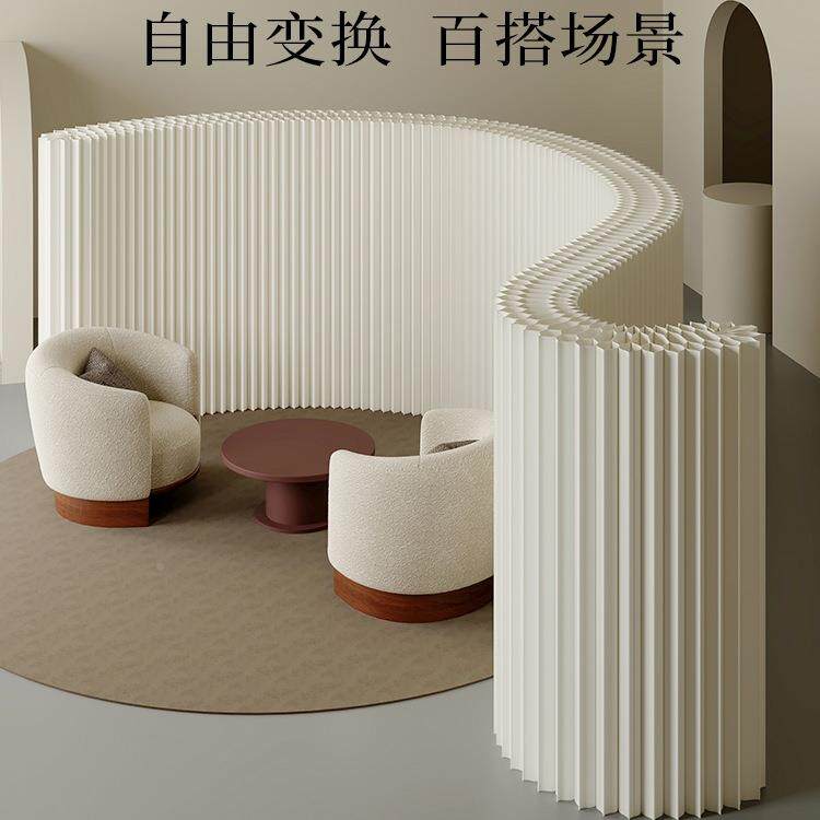 风隔断墙叠风CRN琴屏纸客墙厅直播间背景板房间分隔屏折风移动