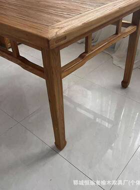 老榆木木八仙实方桌桌民宿人仿古多餐桌家YLK用四方桌子中式榆木