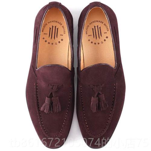 高档乐福苏鞋男鞋英伦人真鞋流休闲鞋潮流韩版懒皮套脚一脚蹬百搭