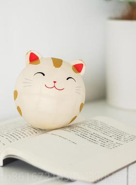 高档日本进口龙虎堂手作达和可爱猫咪摩不倒摆翁件创意车载纸摆件