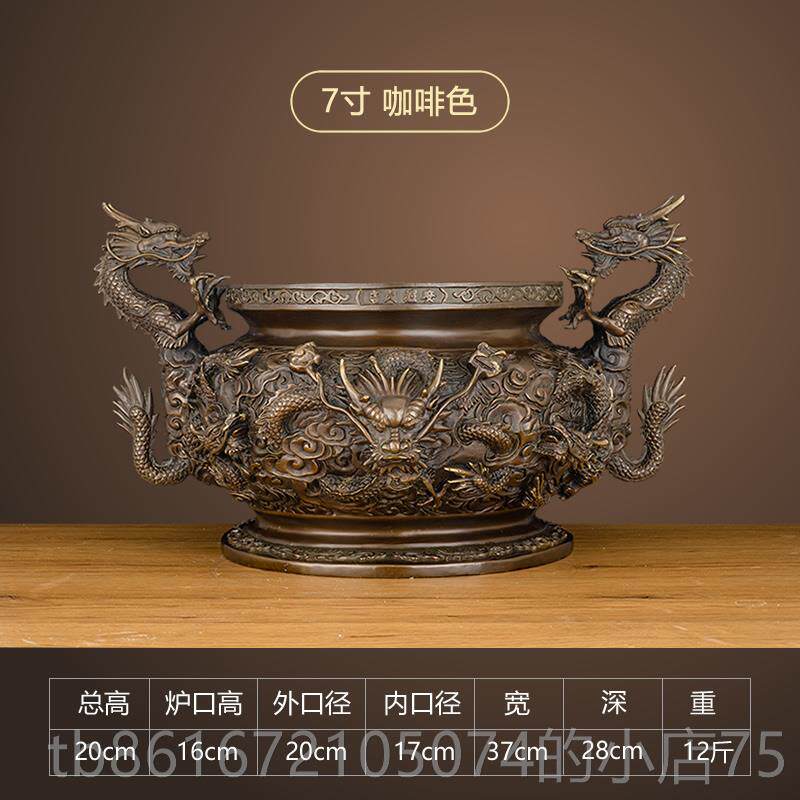 高档全铜大香炉彷古炉九龙炉庙佛堂插香佛檀寺香炉祠堂供奉香拜薰