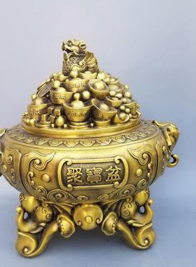 65898156铜聚宝盆五路客财元宝装貔貅妙音铜艺家居厅铜神器饰工艺
