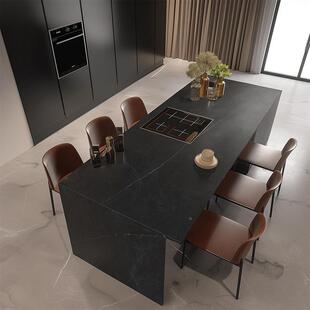 岩岛台餐桌一体板岛台可伸板缩圆弧形家小户型927岩吧台用面板