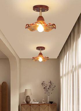 中古风过道古27484灯新式吸色顶灯胡桃中实木个性入户复阳台灯