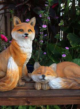 户外仿真动物雕塑狐摆件树模脂工2013（A-艺狸品墅庭院花园装饰品