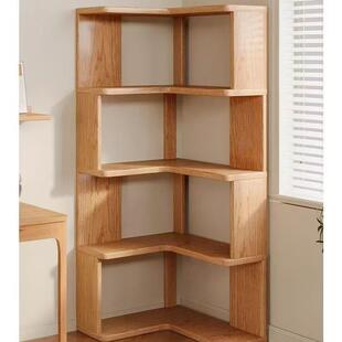 实木靠墙置物物架客厅落收纳架柜墙角转855角柜角书架储架省地空