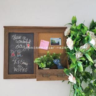 复古实木框悬式小挂黑板家用挂墙式电箱728遮挡表饰备忘板留言装