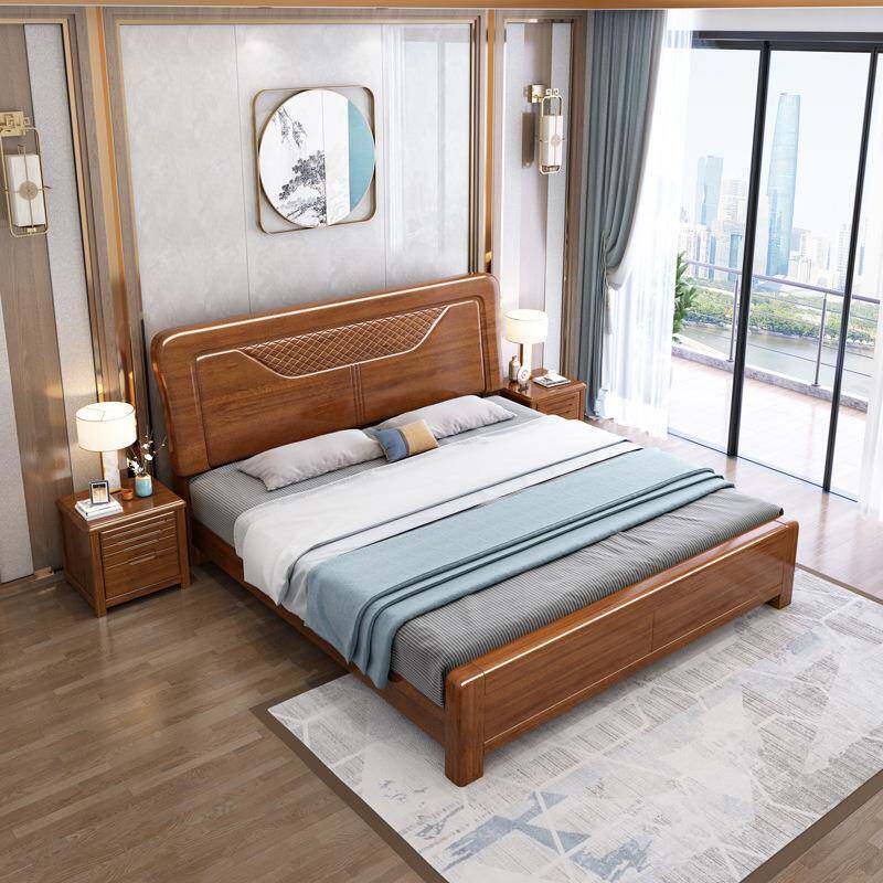胡木OOQ中式实木床1.床8米主桃物卧双人现代简约1.5米储床家用高