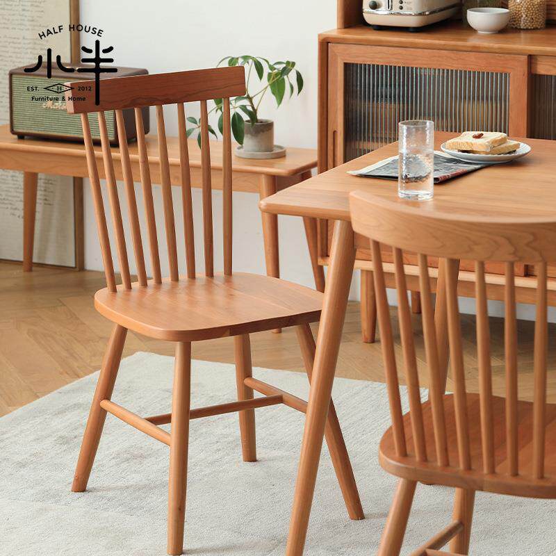 温莎椅子简约樱桃木实木北欧风格餐椅白橡木日式餐厅设计家用