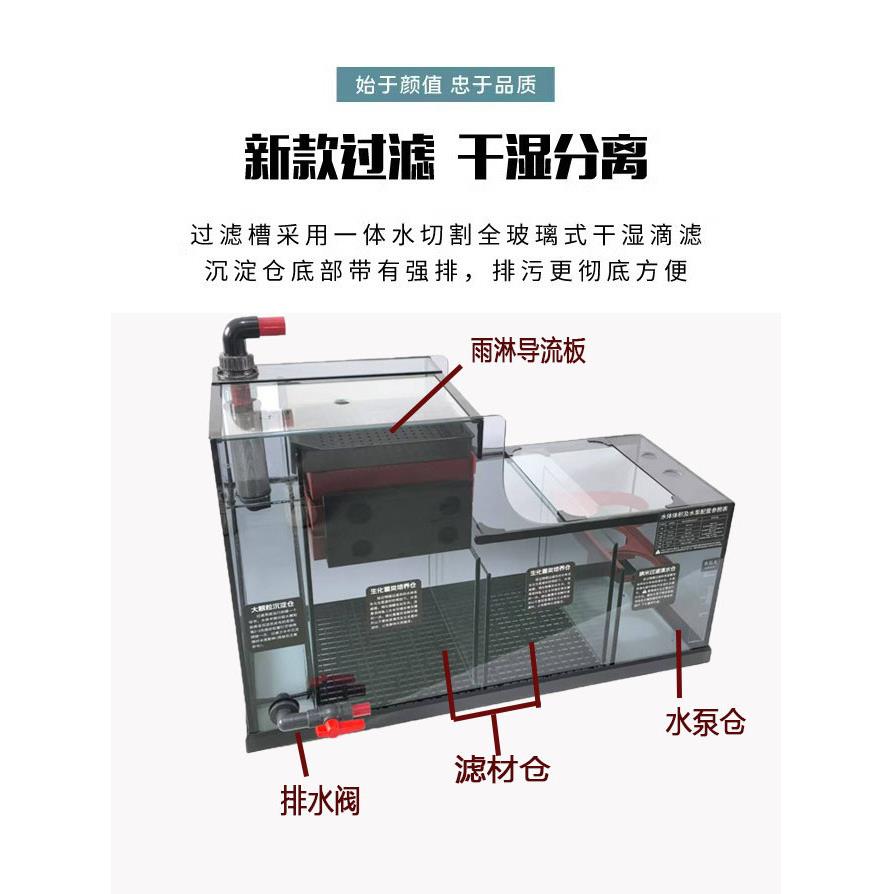 新款鱼缸底滤过滤缸裸缸过滤箱三层干湿分离过滤器溪流缸过垒德株