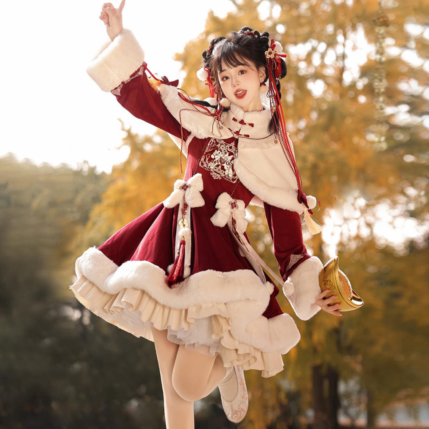 福禄小马洛丽塔女斗篷连衣裙日常