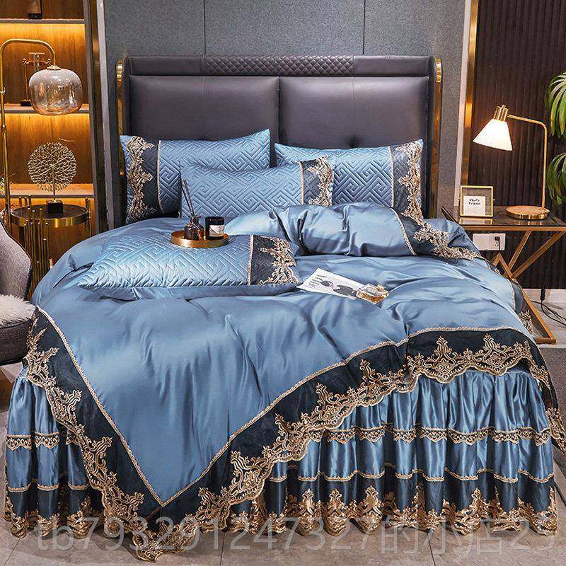 高档欧式纯色绣提花裙四刺件套四季蕾床丝款花边防滑床罩被套床上,床上用品,床品套件/四件套/多件套,淘宝优惠券,粉丝福利购,淘宝优惠卷