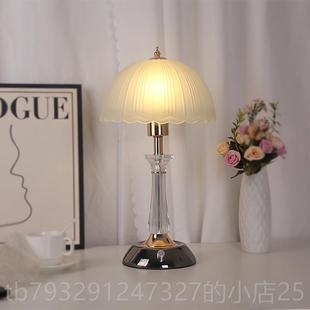 高档式卧室床现头柜台灯代简约创欧意个性调光旋钮开关玻璃灯罩台