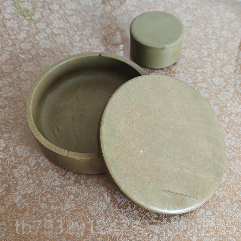 高档宋坑原石绿端多配带盖砚台功能端砚墨池墨海专石盖墨块文送房