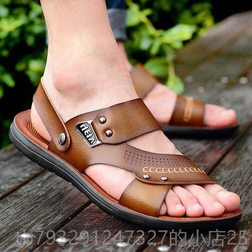 高档天男装沙滩鞋青夏少年小流号35防水36潮37码学生鞋凉拖软底皮