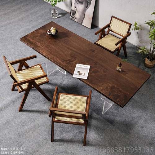 高档胡桃木实大板茶桌原木木公办台书餐桌黑货整板新出厂