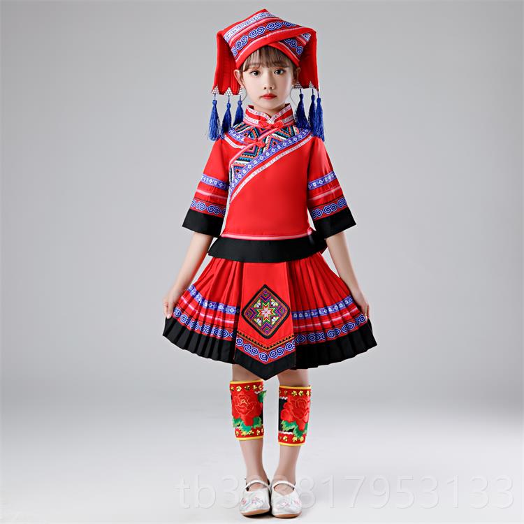 高档儿童壮族舞蹈演出服男凉山彝族表演葫服云苗族南土童家族男孩