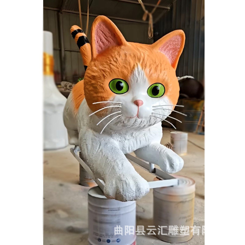 玻璃钢仿真动物雕塑卡通小猫小狗宠物店立体门头打卡引流装饰摆件