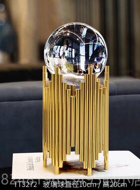 高档现代轻玻奢璃水晶球摆件酒办公室招客厅电视柜柜轻财奢高档装