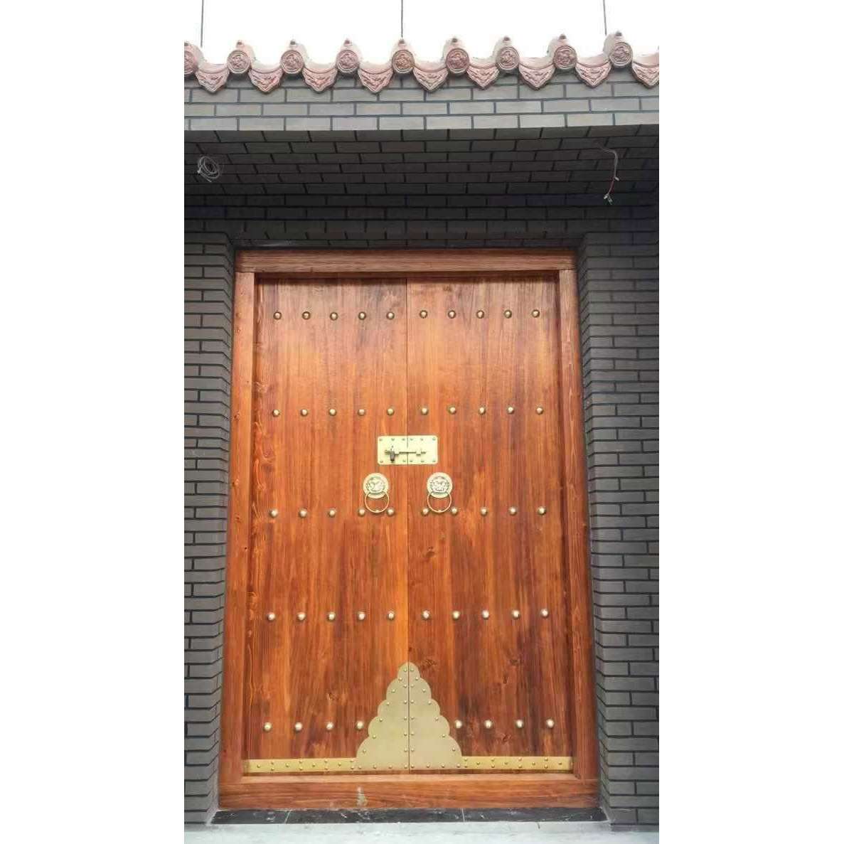 老榆木中式大门庭院别墅实木门板自建房仿古装入户门单双开木门