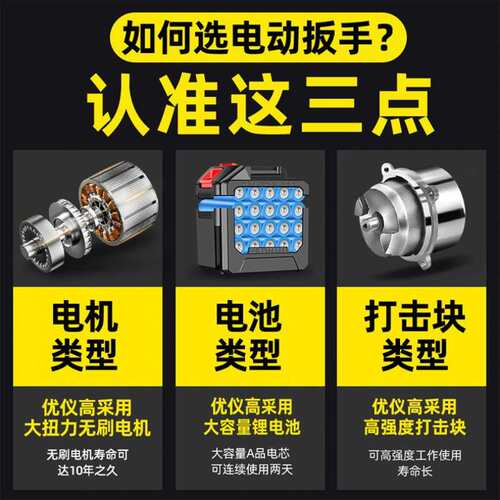 无刷电动扳手锂电充电扳手大扭力冲击汽车脚手架子工木工套筒风炮