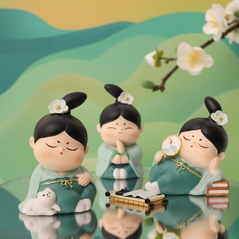 如果国潮唐小圆桌面摆件古风可爱家居装饰品创意中式文创礼品