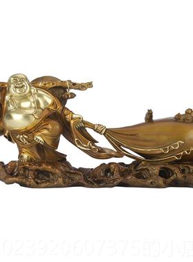 正品铜祥 黄铜纳福布袋弥勒佛摆摆件家居装厅饰品客办公室工艺欣