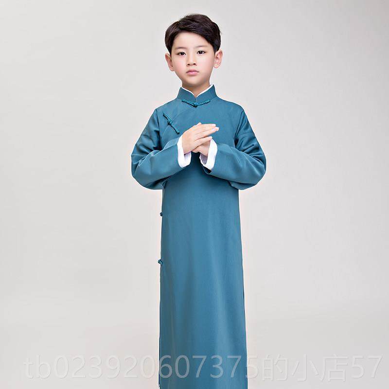 正品采购产品儿童，相声服装，中华民国长袍长袍，大衣，男古装，