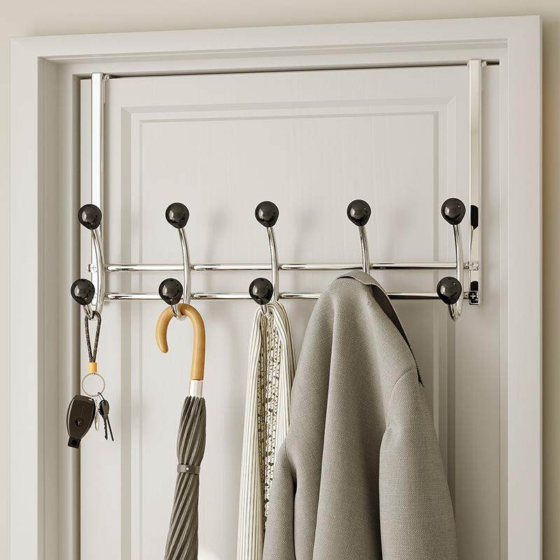免打孔门后挂衣钩铁艺双排钩创意简约门后衣服挂钩墙上壁挂挂衣架