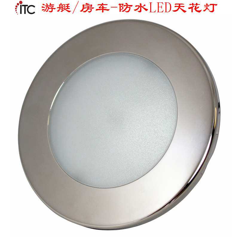 游艇灯房车灯防水LED天花灯,暖白内顶装饰灯,12V低压吸顶灯照明